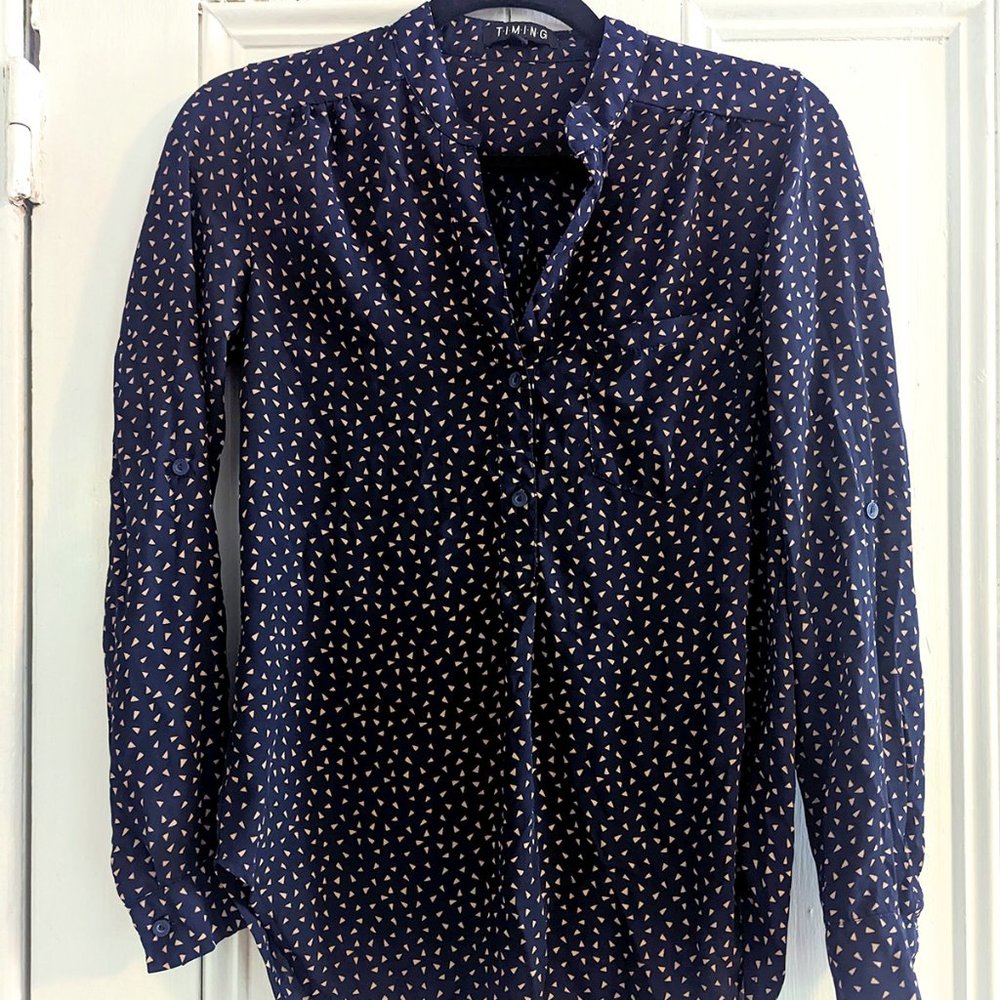 Timing Shirt, Blue/Tan, Small (Modcloth)
